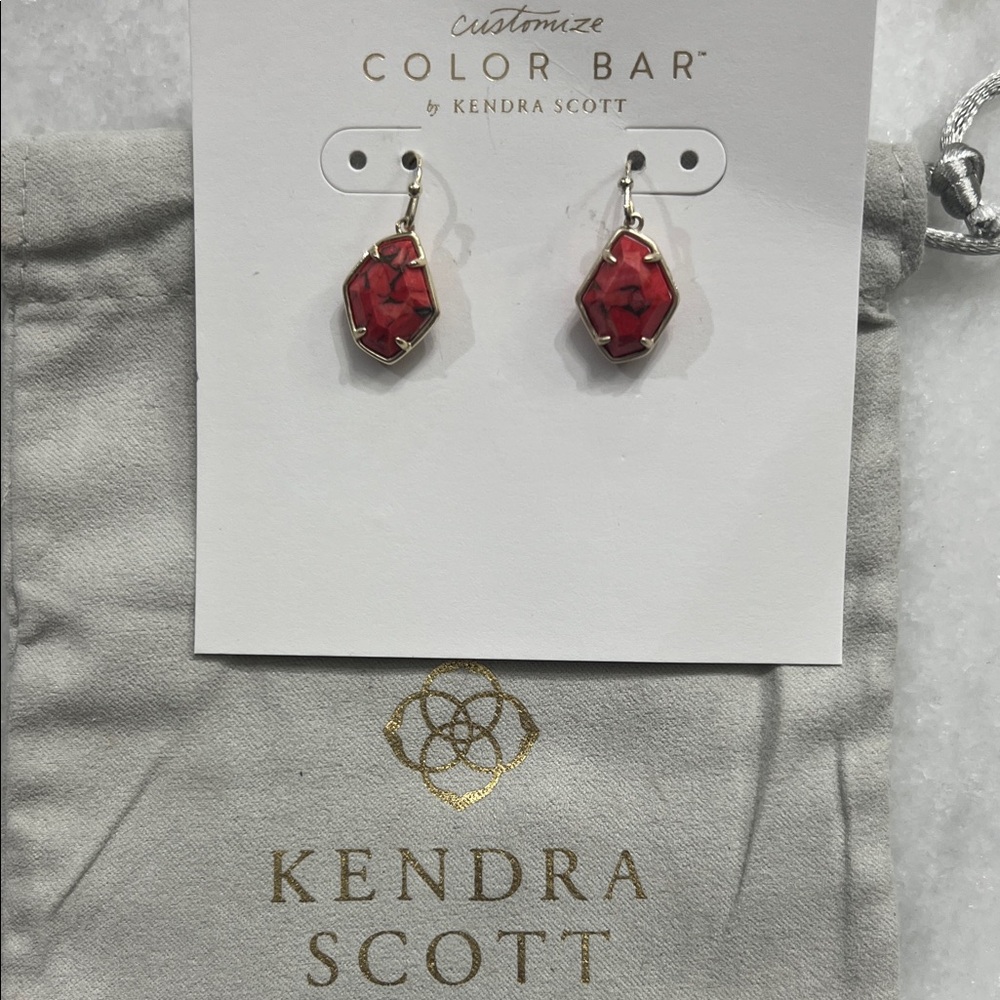 Kendra Scott Red Hex Drop Earrings - Picture 4 of 4